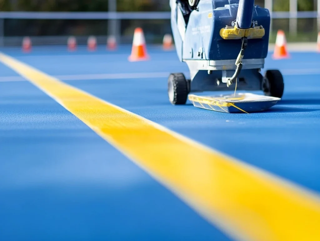 outdoor court line repainting