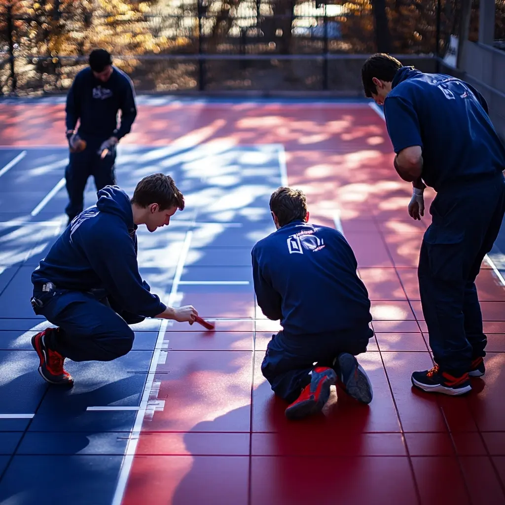 tennis court resurfacing with modular sports flooring